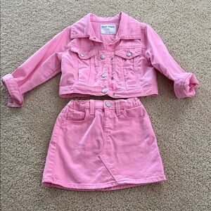 Old Navy Pink Denim Jacket and Skirt Set - Girls
